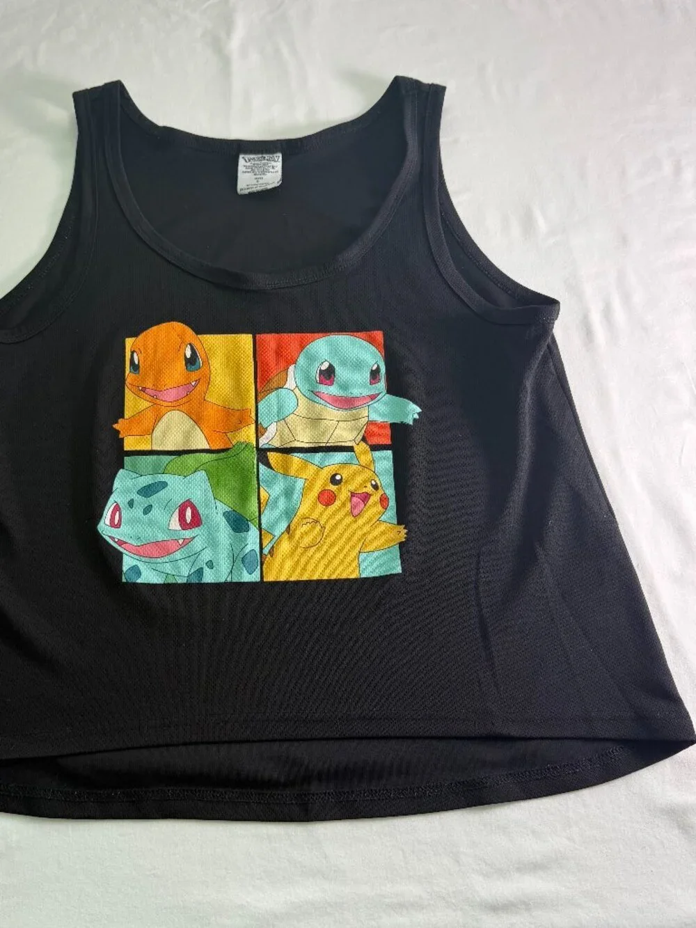 Pokémon Tank Top Black Graphic Pikachu Charmander Squirtle Bulbasaur Size L - Picture 1 of 6